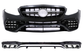 Pachet Exterior compatibil cu Mercedes E-Class W213 2016-2019 E63 Design cu Difuzor si Ornamente Tobe Crom - Img 1