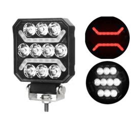 Proiector auto cu LED si pozitie rosie, pentru camioane tractor, roll bar, ATV, jeep, utilaje agricole, 101 x 101 x 37 mm, 15W - Img 2