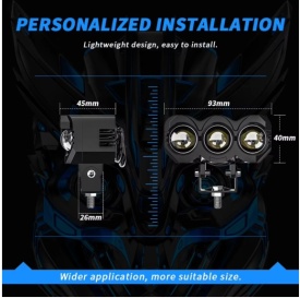 Proiector cu LED, 30W, Faza scurta, faza lunga, Alb + Galben, 9V - 60V, pentru Moto, ATV, Off-Road - Img 8