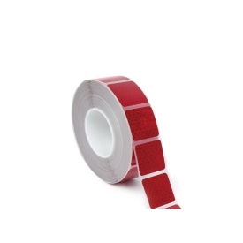Rola 45 metri banda reflectorizanta auto intrerupta, culoare rosie, latime 5 cm