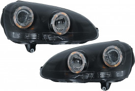 Set 2 Faruri Angel Eyes compatibil cu VW Golf 5 V 2003-2008, Fundal Negru - Img 7