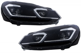 Set 2 Faruri LED compatibil VW Golf 6 VI (2008-2013) Facelift G7.5 Look Silver Semnalizare Secventiala - Img 1
