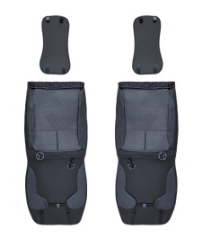 Set 2 huse scaune auto pentru fata, catifea, negru si cusaturi gri compatibil Skoda - Img 3