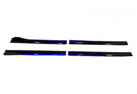Set 2 Prelungiri praguri tuning 210 cm, negru lucios cu buza albastra - Img 3