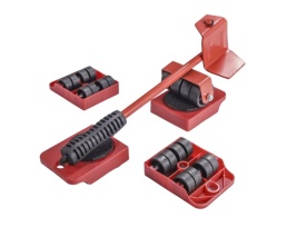 Set 5 piese transportat si ridicat mobila, cu role pentru ridicat si mutat obiecte grele, maxim 200 kg - rosu