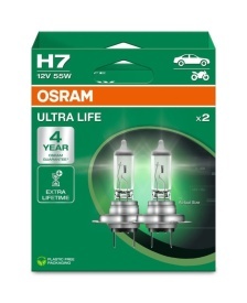 Set becuri Auto Halogen compatibil cu far Osram ULTRA LIFE 64210ULT H7 12V 55W