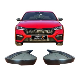 Set capace oglinda tip Batman compatibil Skoda Octavia 4 IV 2021->, negru lucios - Img 2