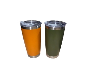 Set Cuplu Termos din otel inoxidabil Portocaliu si Verde, 600 ml cu perete dublu
