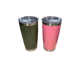 Set Cuplu Termos din otel inoxidabil Verde si Roz, 600 ml cu perete dublu