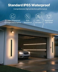Set de 2 aplice exterioare, lampa de perete moderna cu bandă de 80 cm lungime, alb cald 3000K, iluminat exterior impermeabil antirugina IP65, pentru casa, veranda, garaj - Img 2