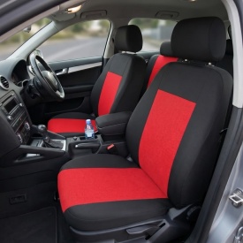 Set huse auto pentru scaune compatibile AUDI A3 8P 2003-2012, 5 locuri, material textil, negru cu rosu inchis, Lichidare de stoc! - Img 8