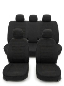 Set huse auto pentru scaune compatibile Dacia Logan II 2012-2020, negru, cu bancheta spate fractionata, material textil