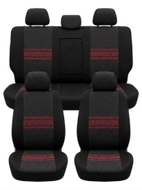 Set huse auto pentru scaune, VW GOLF IV 1998-2005, material textil negru cu rosu, Lichidare stoc!
