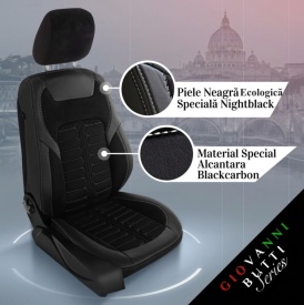 Set Huse Auto Premium fata-spate, piele ecologica cu imitatie de alcantara, culoare negru - Img 5
