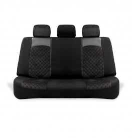 Set huse scaune auto compatibil Audi A4 B6 B7 2000-2007, fata-spate, Piele ecologica cu velur, Negru - Img 3