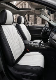 Set huse scaune auto compatibil cu Dacia Duster II 2018-> piele ecologica Negru cu gri, fata-spate - Img 3