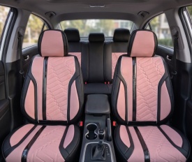 Set huse scaune auto compatibil Mitsubishi ASX 2010->, fata-spate, Lady Line Negru cu roz