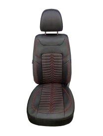 Set huse scaune auto compatibil Seat Leon II 2005-2012, fata-spate, piele ecologica negru cu cusatura rosie - Img 3