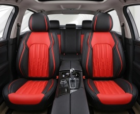 Set huse scaune auto compatibil Toyota Corolla XII 2018->, fata-spate, piele ecologica rosu cu negru