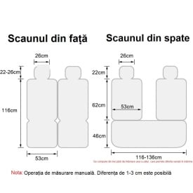 Set huse scaune auto compatibil VW Amarok 2010-2022, scaune standard, fata-spate,Material textil negru cu cusatura rosie - Img 3