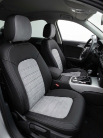 Set huse scaune auto, dedicate Audi A6 C7 2011-2018, piele ecologica cu textil, negru cu gri, Lichidare stoc! - Img 2