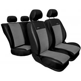 Set huse scaune auto, dedicate SKODA Octavia III 2012-2019 cu cotiera spate, fata-spate, piele ecologica neagra cu imitatie de alacantara gri - Img 5