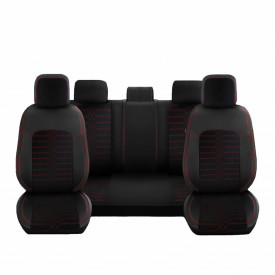 Set huse scaune auto GALAXY, universale, fata-spate, piele ecologica cu textil, negru cu gri - Img 7