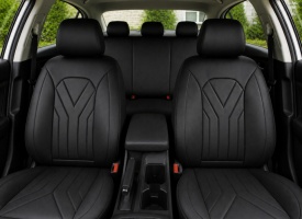 Set huse scaune auto universale de lux, fata-spate, piele ecologica, model Y, culoare negru