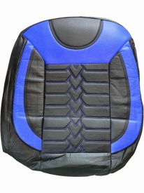 Set huse scaune auto, universale, fata-spate, bancheta fractionata, piele ecologica, negru cu albastru - Img 1