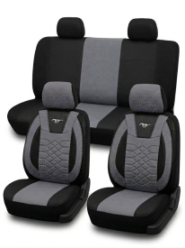 Set huse scaune auto, universale, fata-spate, material textil, negru cu gri, Lichidare stoc!
