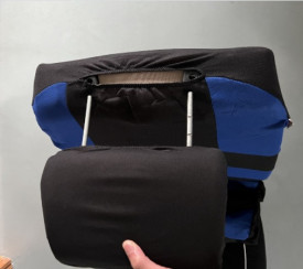 Set huse scaune auto, universale, fata-spate, Negru cu albastru, material textil, compatibil airbag - Img 2