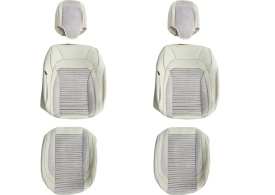 Set huse scaune auto universale, piele ecologica bej cu material textil bej, fata-spate - Img 8