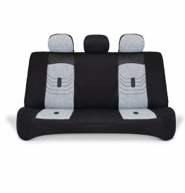 Set huse scaune auto universale seria KETEN, material textil gri si piele ecologica neagra, fata-spate, compatibil airbag - Img 2