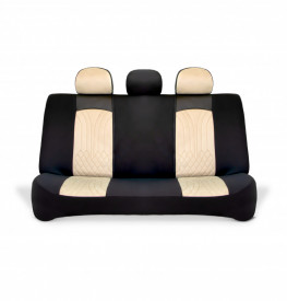 Set huse scaune auto universale seria SIDNEY, material textil crem si piele ecologica neagra, fata-spate, compatibil airbag - Img 3