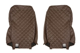 Set huse scaune camion compatibil cu DAF XF 2012-> euro 6, Maro cu crem, piele ecologica cu velur - Img 2