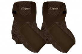 Set huse scaune camion compatibil cu DAF XF105 2012-> euro 6, Maro, piele ecologica cu velur