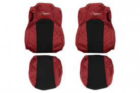Set huse scaune camion compatibil cu Mercedes MP4/MP5 , Rosu, piele ecologica cu velur - Img 1