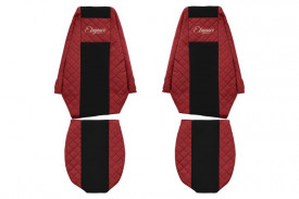 Set huse scaune camion compatibil cu RENAULT MAGNUM MILLENIUM 2002-2007, Negru cu rosu, piele ecologica cu velur