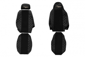 Set huse scaune camion compatibil cu Scania G / L / P / R / S 2016->, Negru, piele ecologica cu velur