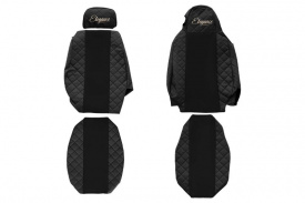 Set huse scaune camion compatibil cu Scania P / G / R / T 2006->, Negru, piele ecologica cu velur - Img 1