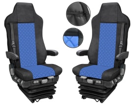 Set huse scaune camion compatibile cu MAN TGX II 2021->, piele ecologica negru cu albastru - Img 3