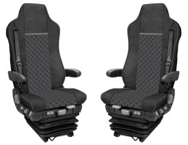 Set huse scaune camion compatibile cu MAN TGX II 2021->, piele ecologica negru cu gri - Img 1