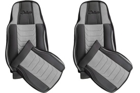 Set huse scaune camion compatibile MAN TGX II 2020-> negru cu gri, piele ecologica cu catifea