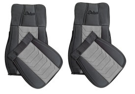 Set huse scaune camion compatibile MERCEDES ACTROS MP4 MP5 2011-> negru cu gri, piele ecologica cu catifea