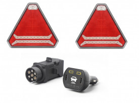 Set Lampi auto fara cablu cu 6 functii cu priza si magnet, 12-24v, WIRELESS, peridoc, remorcuta - Img 1