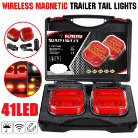 Set Lampi fara cablu cu 4 functii cu priza si magnet, 12/24v, WIRELESS, peridoc , remorcuta - Img 4