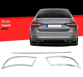 Set ornamente inox pentru evacuare compatibile cu SKODA SUPERB 2015-2019 sedan - Img 2