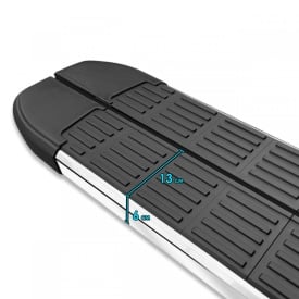 Set praguri trepte laterale cu suporti compatibil VW T7 2021->, Caroserie lunga, SLine Design, negru cu margine cromata - Img 5