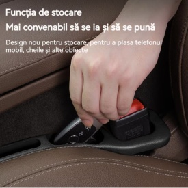 Set suport organizator buzunar scaun auto cu gaura la centura, material piele PU, design anti cadere, compatibil cu majoritatea autoturismelor - Img 4