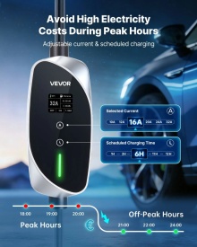Statie incarcare mobila, Wallbox mobil, 7,4 kW 32A, incarcator portabil EV tip 2, incarcator auto monofazat pentru vehicule electrice cu cablu de incarcare de 6 m, priza CEE, ecran LCD, statie de incarcare EV reglabila, cutie de control IP66 - Img 2